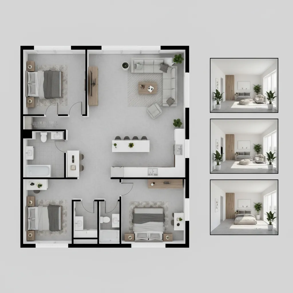 Plano completo de una vivienda diseñado en software digital