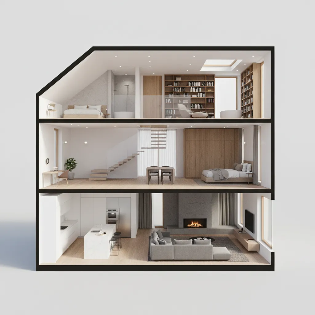 Modelo 3D completo de una vivienda diseñado con software de interiorismo