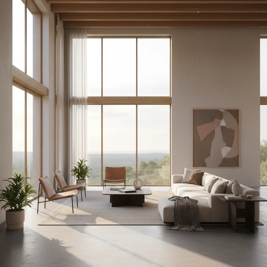 Interior de casa moderna mostrando entrada de luz natural en salón