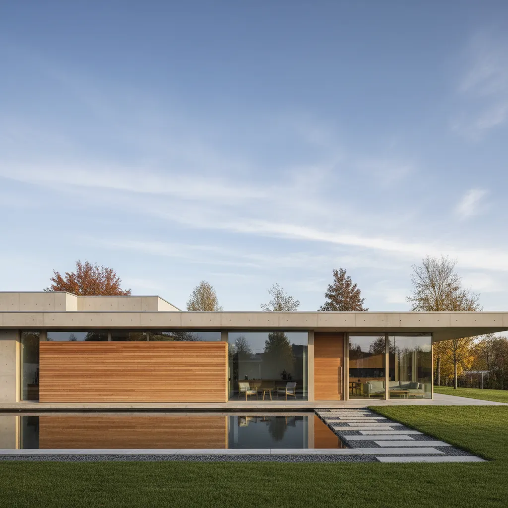 Casa contemporánea con hormigón y madera