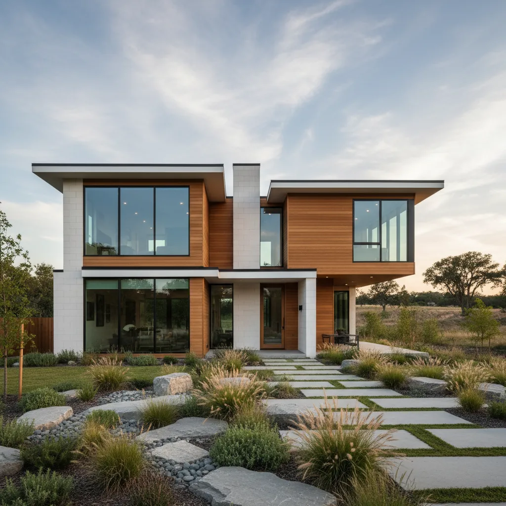 Casa modular contemporánea de dos plantas con fachada moderna