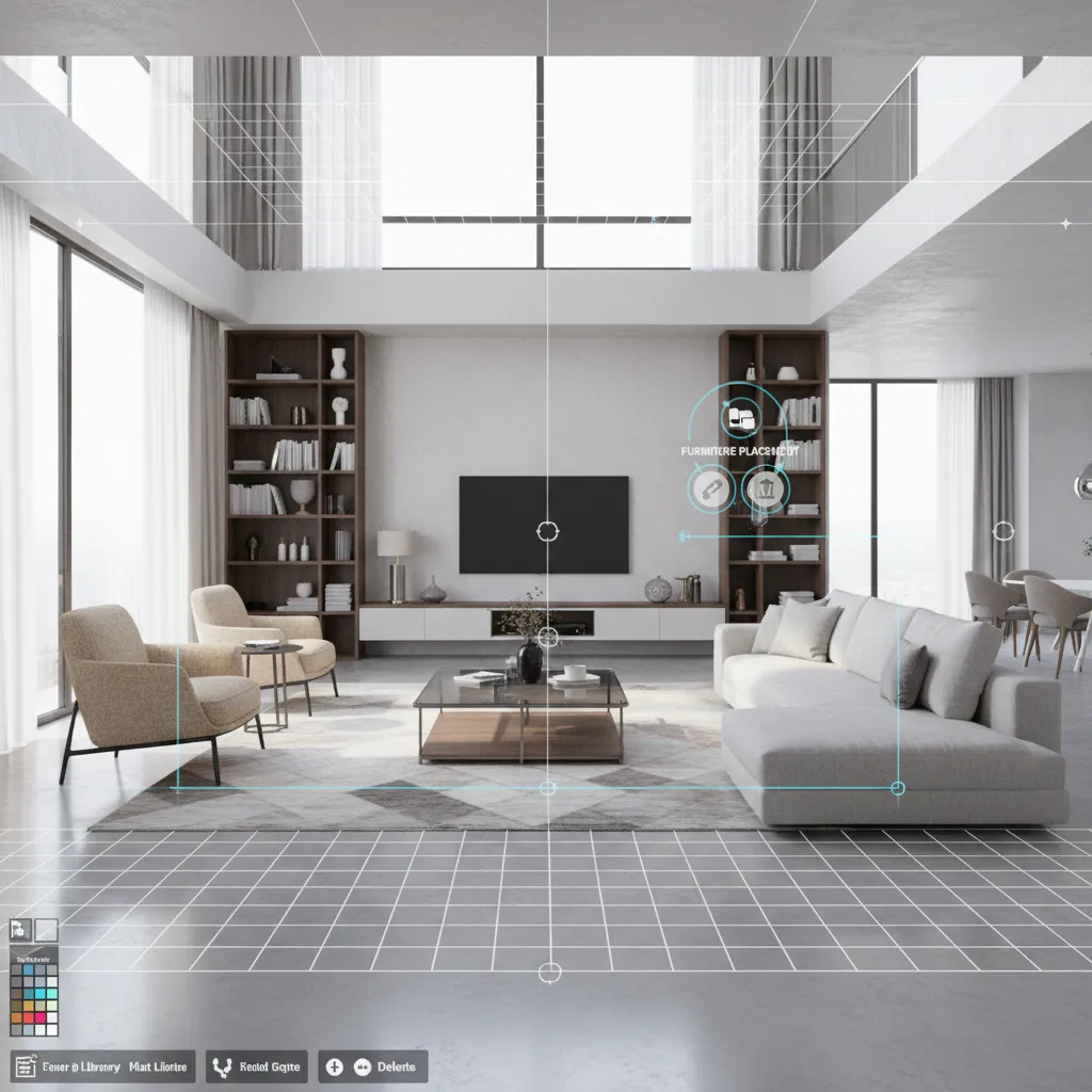 Casa virtual en proceso de diseño dentro de un videojuego