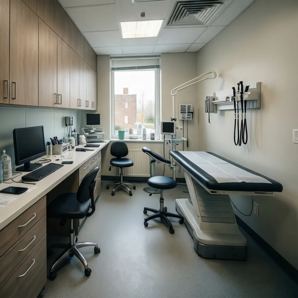 Pequeña clínica veterinaria con distribución eficiente