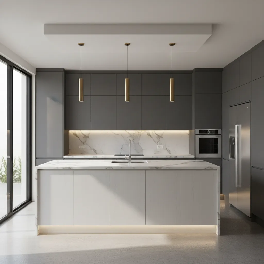 Diseño digital de cocina moderna en 3D