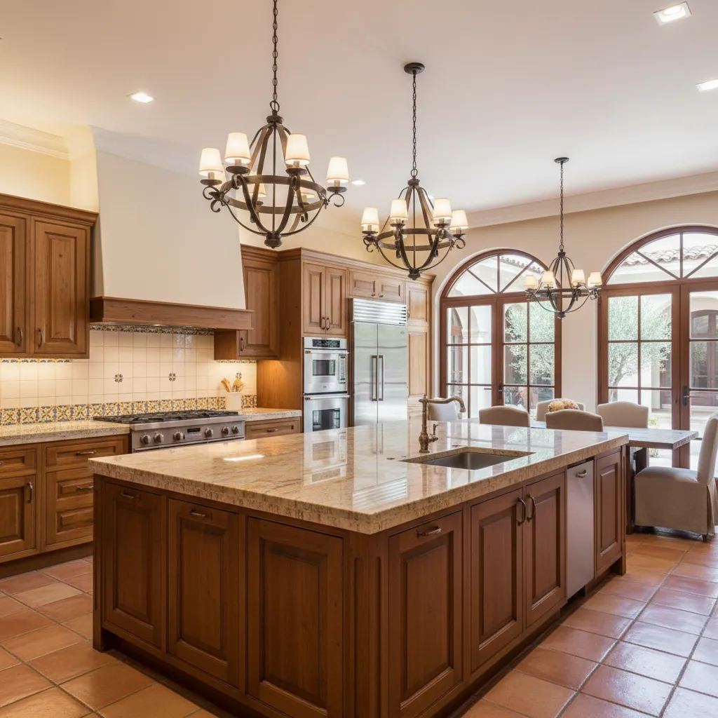 Cocina moderna diseñada por interiorista con isla central y materiales naturales