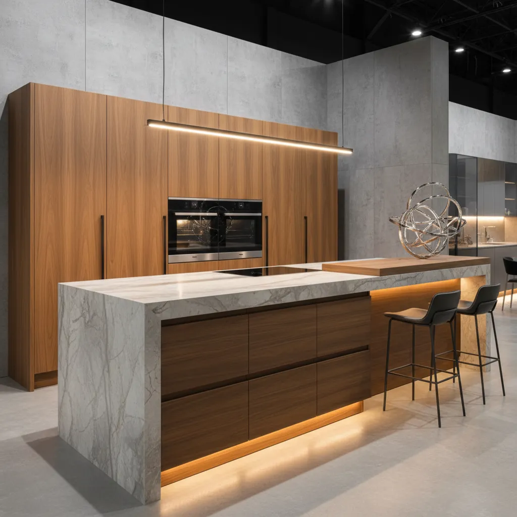 Cocina moderna presentada en una feria de diseño de interiores