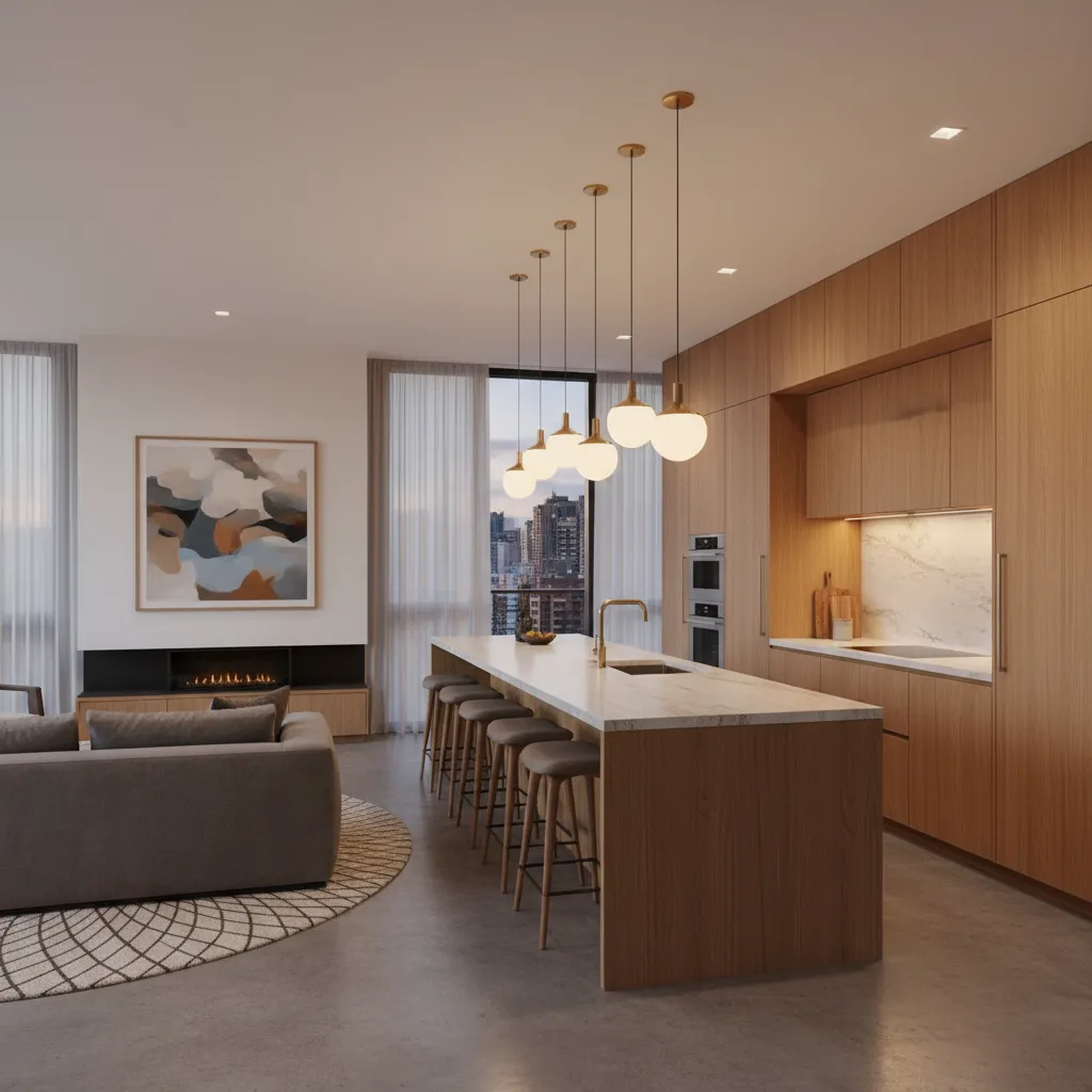 Cocina moderna integrada con el salón