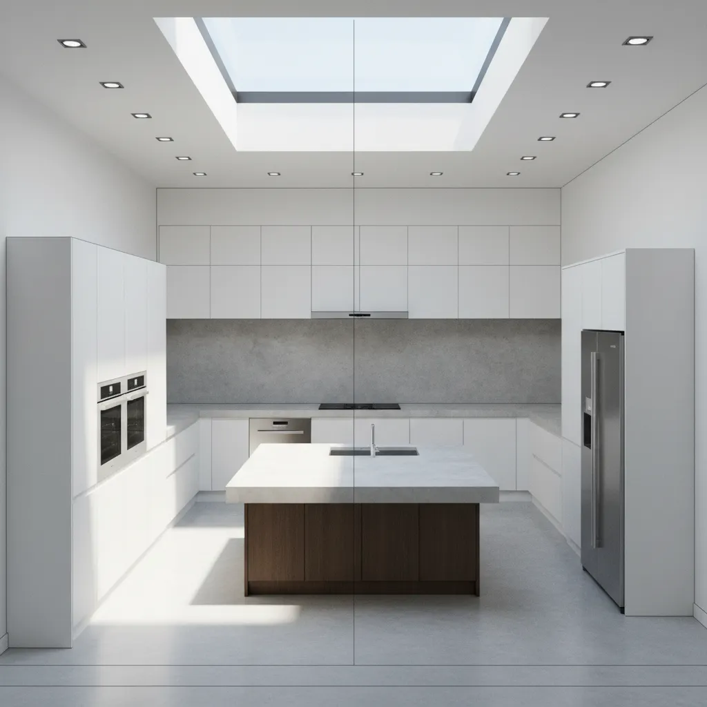 Plano de distribución funcional de cocina moderna