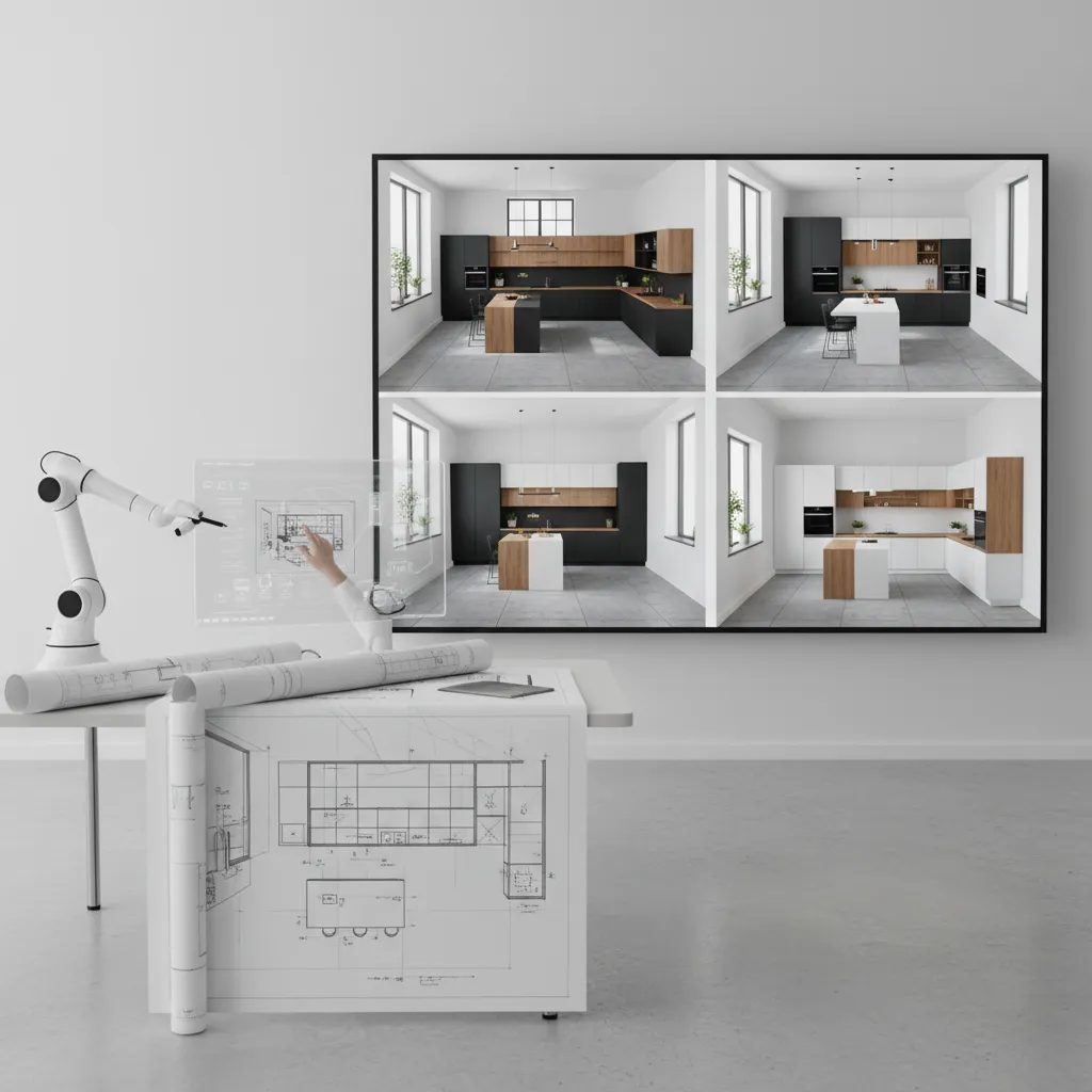 Diferentes configuraciones de distribución de cocina moderna