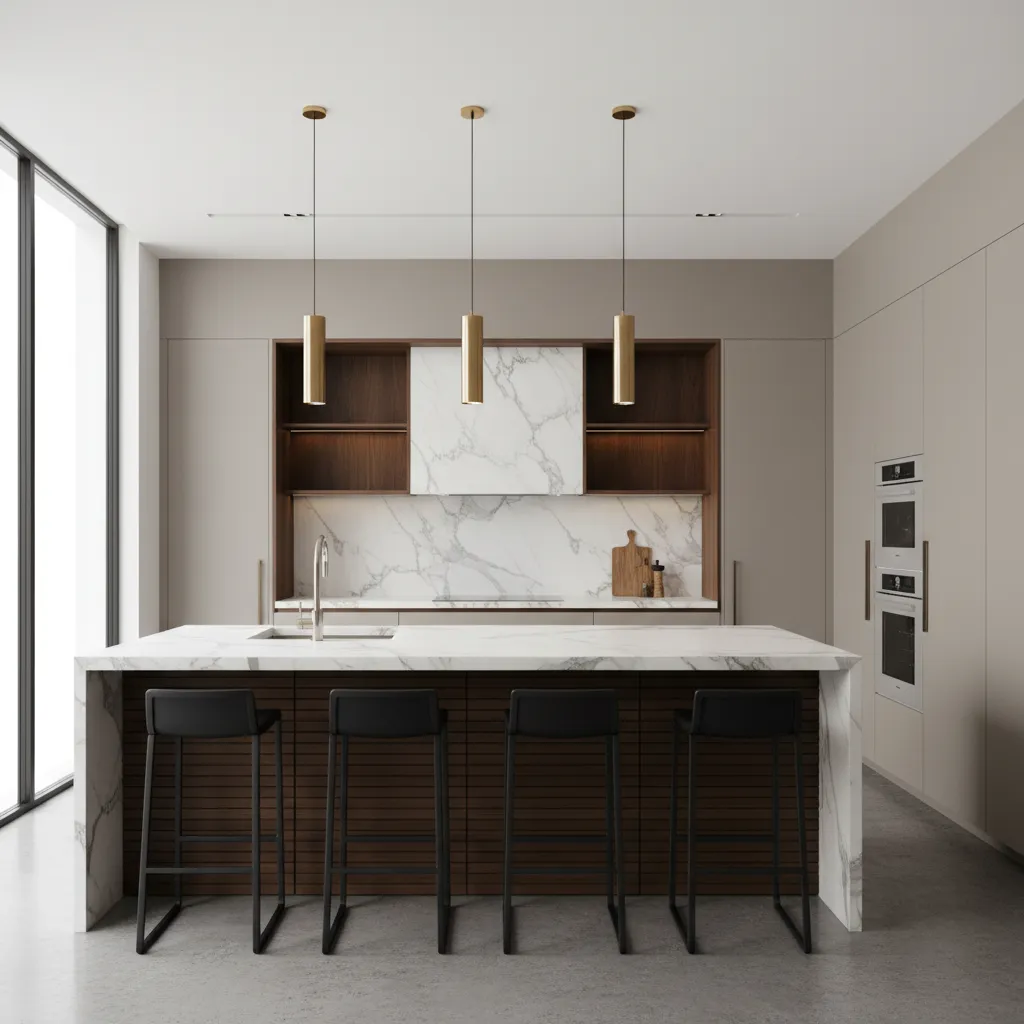 Diseño de cocina moderna con isla central