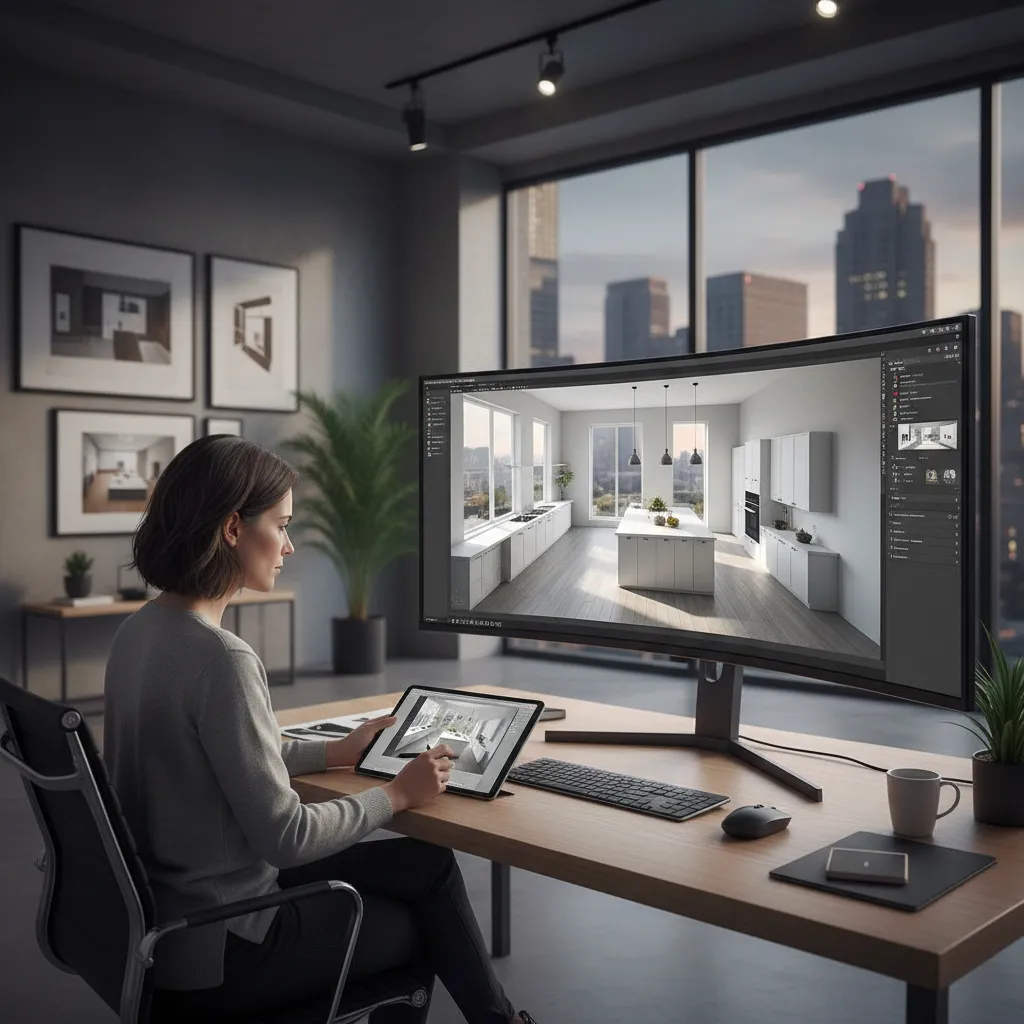 Planificación de distribución de cocina en software de diseño