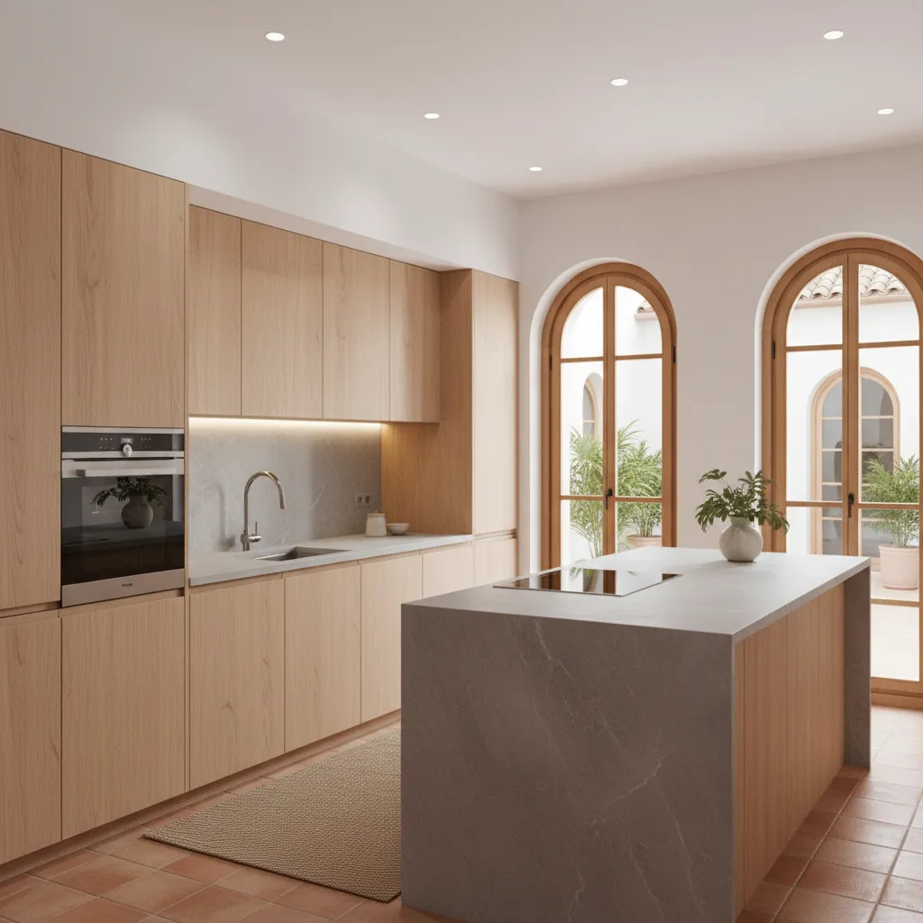 Diseño de cocina moderna con planificación de distribución