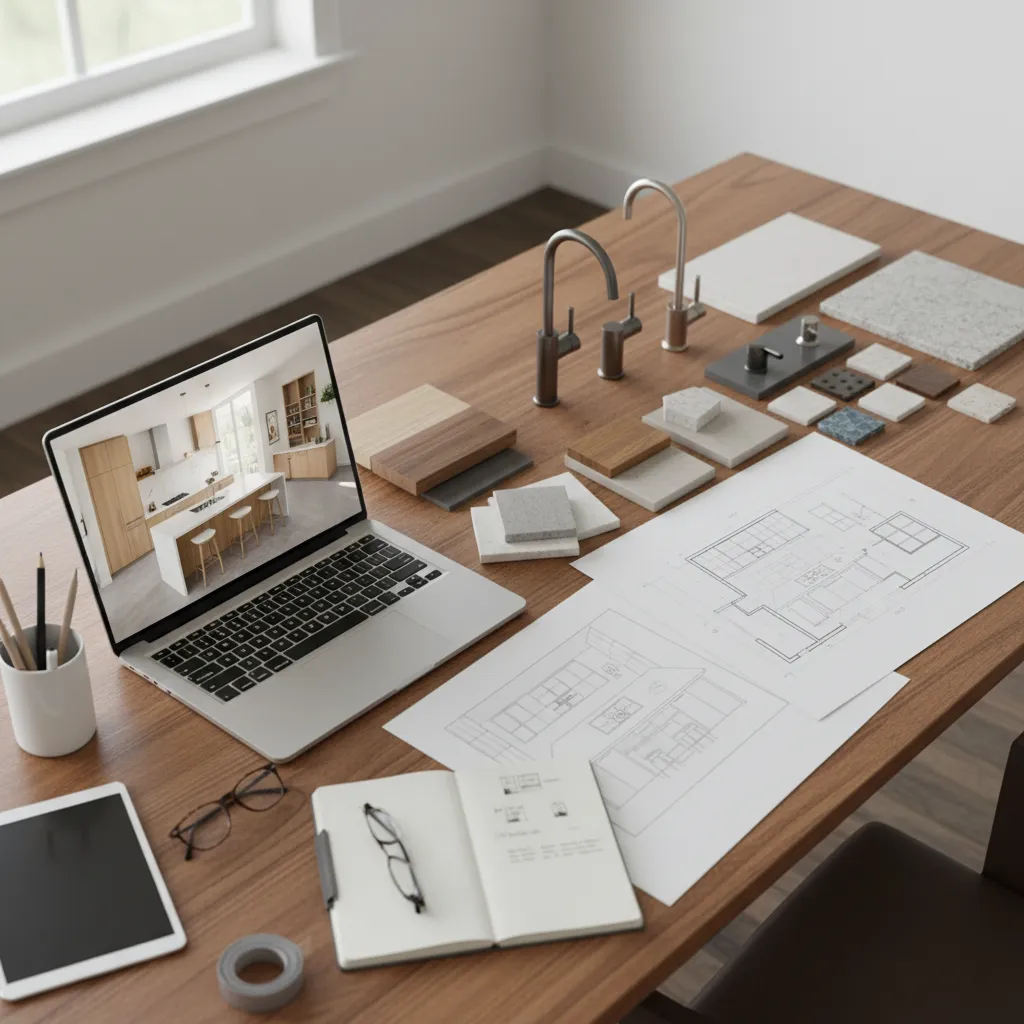 Plano de distribución de cocina con muebles y electrodomésticos