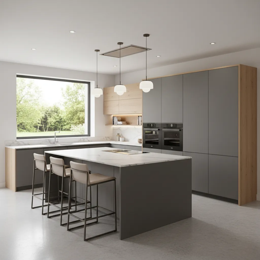 Diseño digital de cocina moderna en un programa de planificación