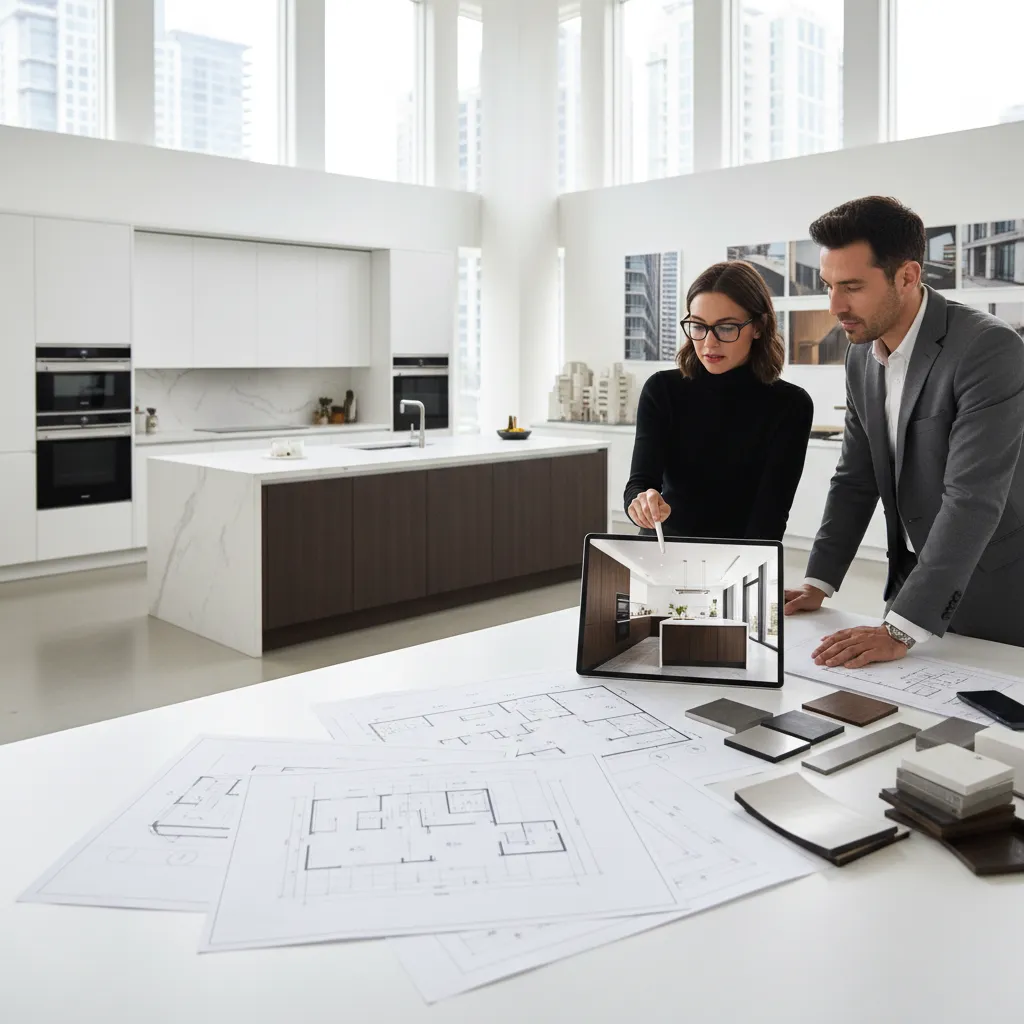 Proyecto de diseño de cocina moderna con planos y modelo 3D