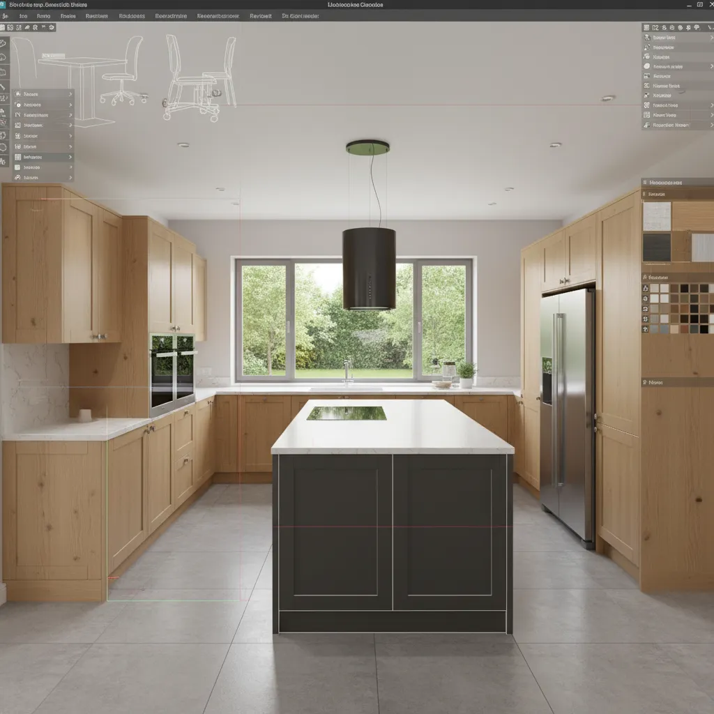 Modelo 3D de cocina diseñado en software de planificación