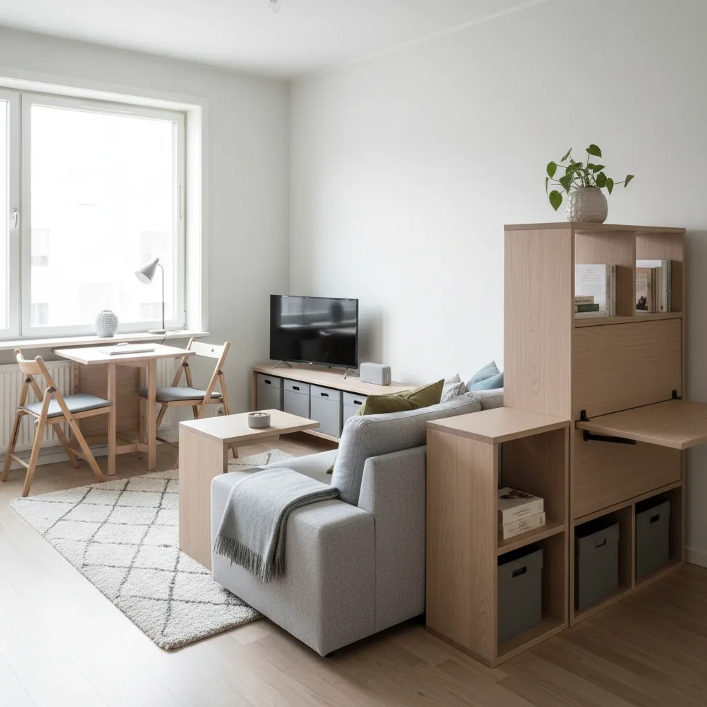 Departamento pequeño bien distribuido con muebles funcionales