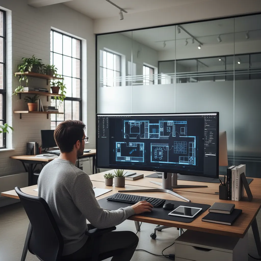 Diseño digital de plano de casa en ordenador