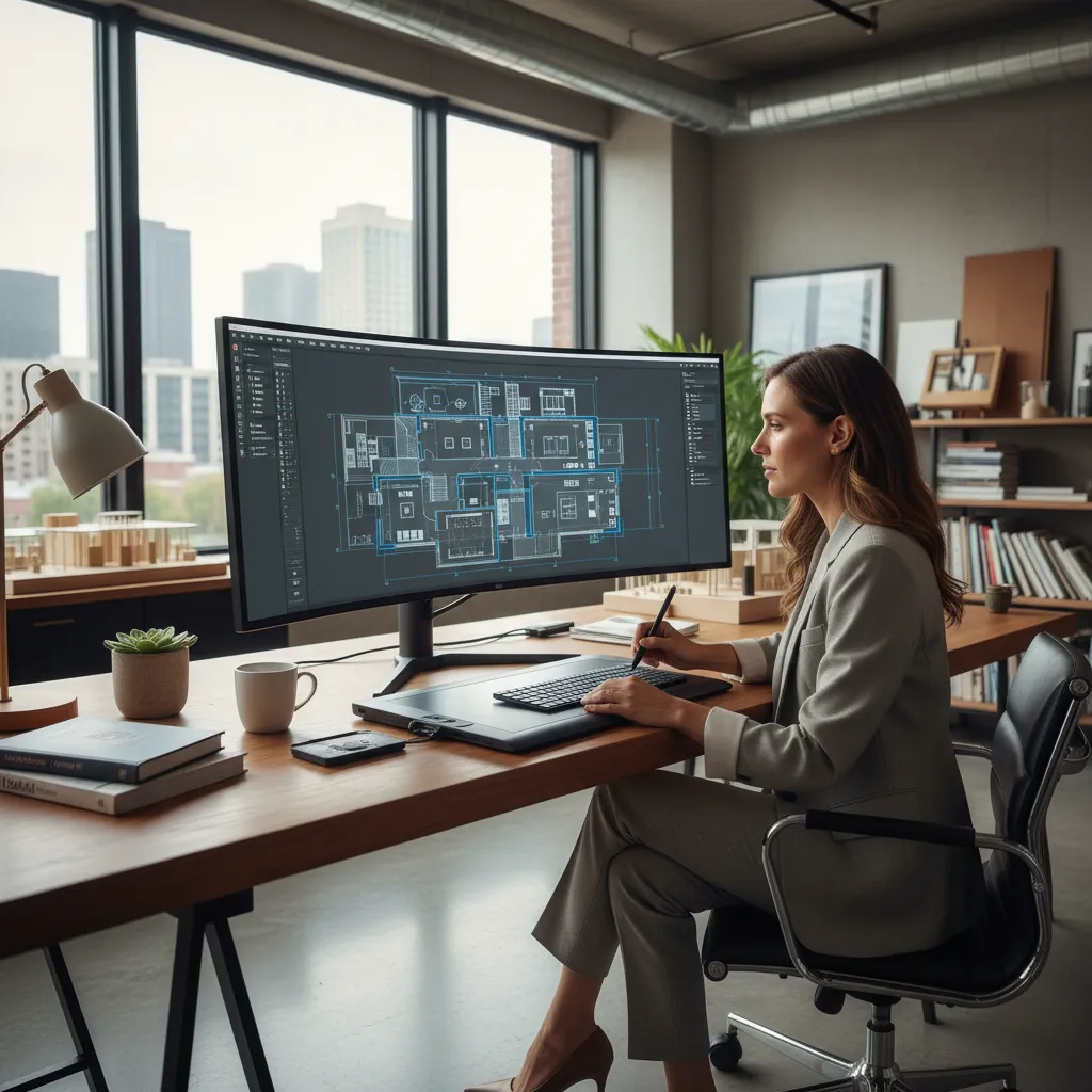 Diseño digital de plano de vivienda en software de planificación