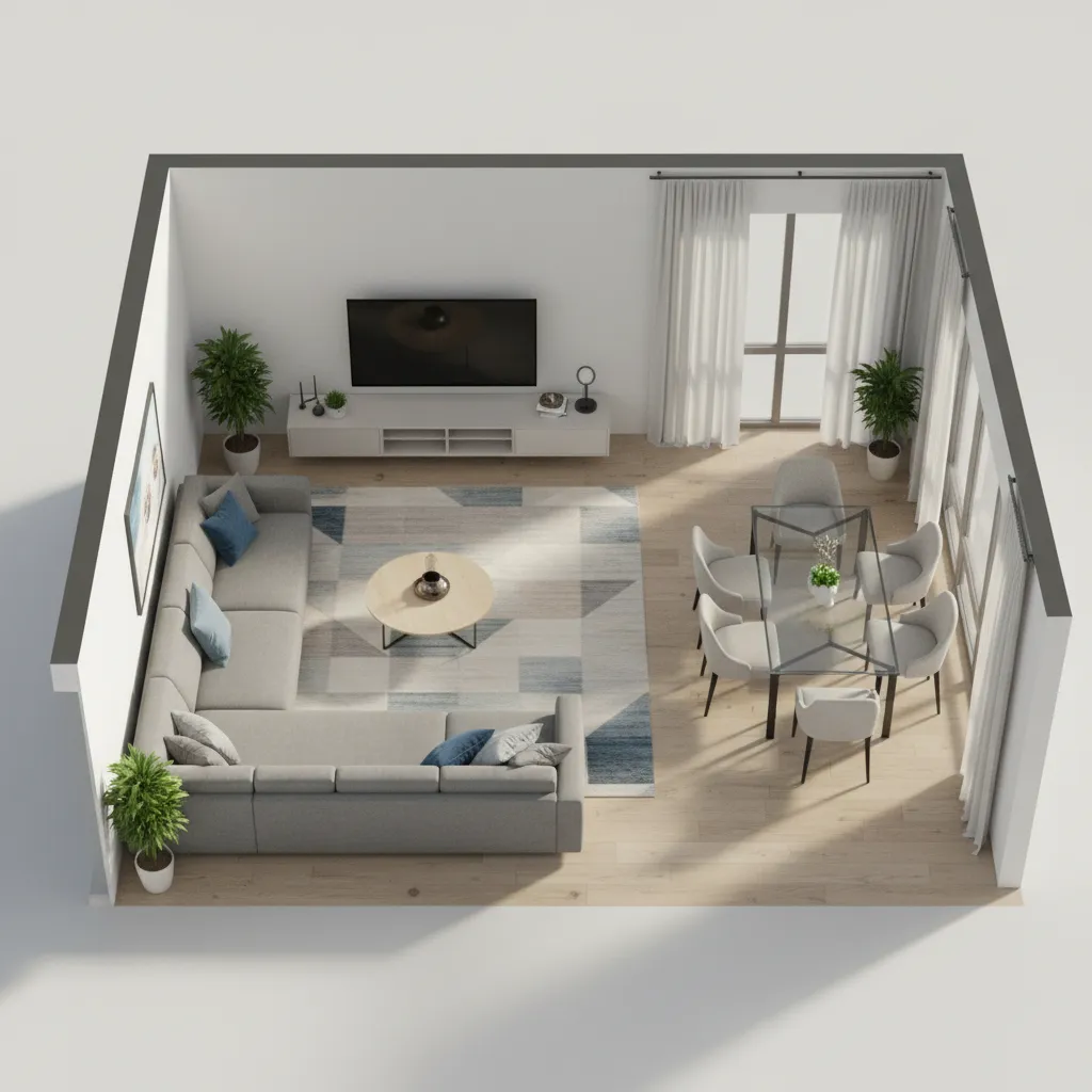 Visualización de la distribución de una habitación en 3D