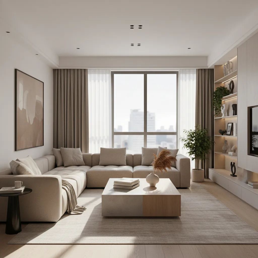 Visualización 3D de una sala diseñada con software de interiorismo