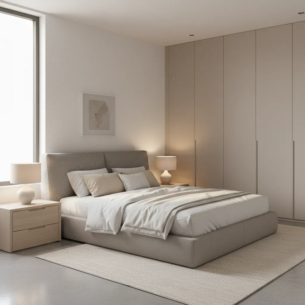 Diseño 3D de un dormitorio moderno creado con un planificador de habitaciones