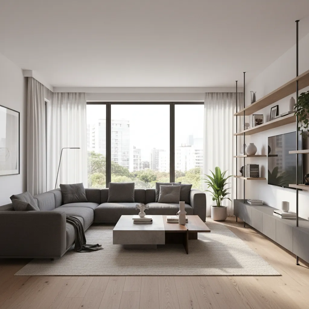 Visualización 3D de un salón creado con software de diseño de interiores