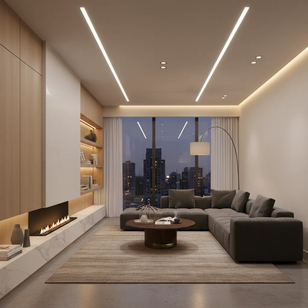 Diseño de iluminación interior en vivienda contemporánea