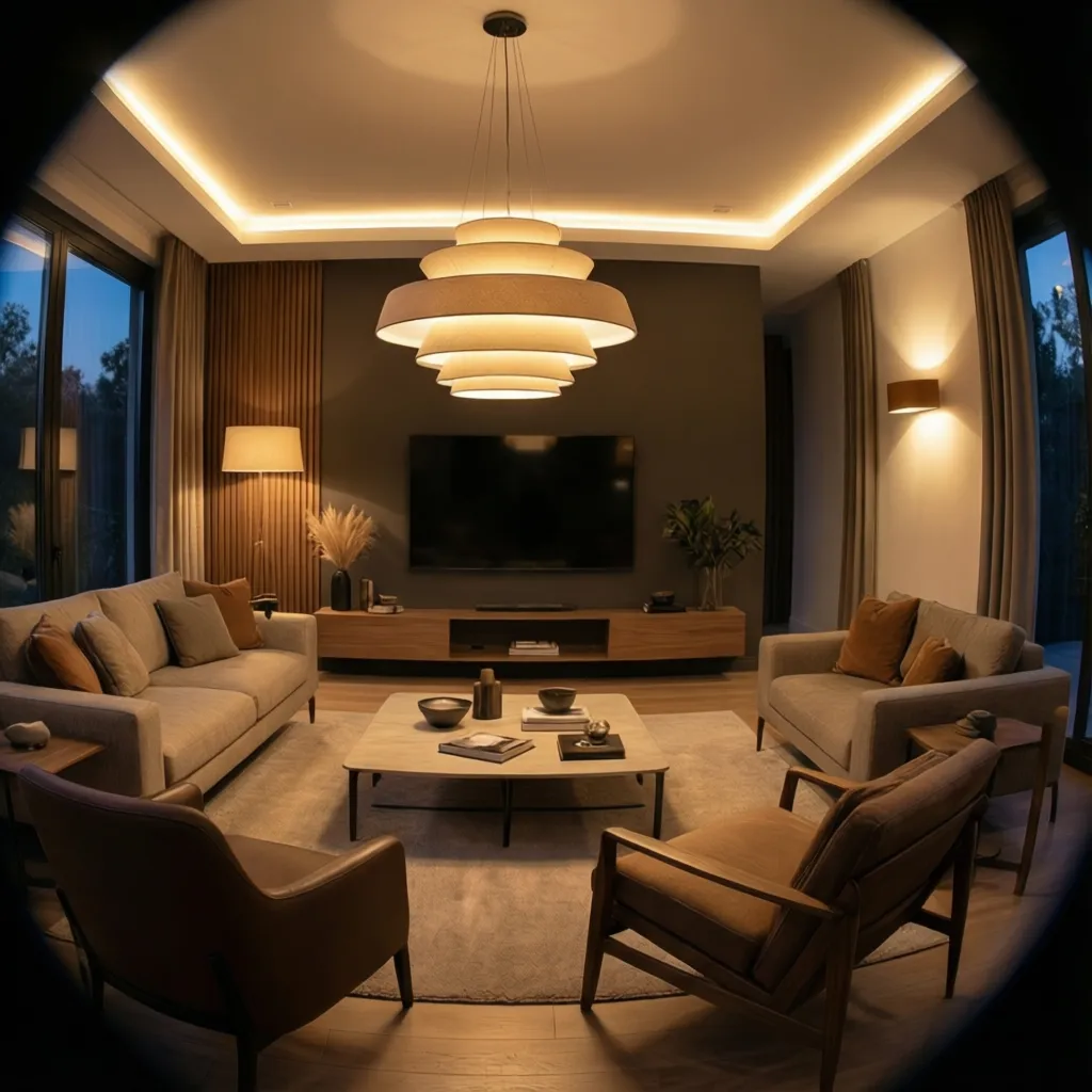 Diseño de iluminación en un salón moderno