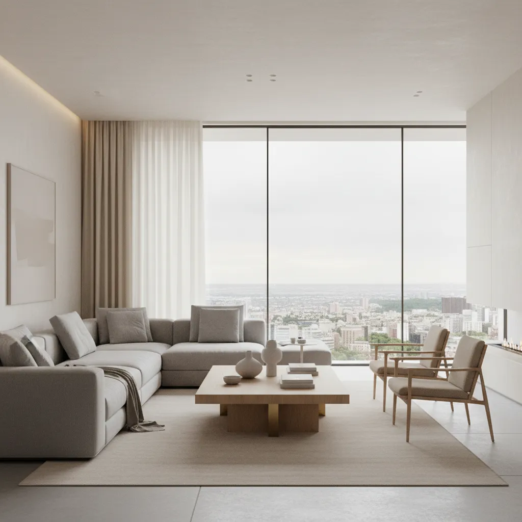 render 3D de salon moderno utilizado para aprender diseño interior