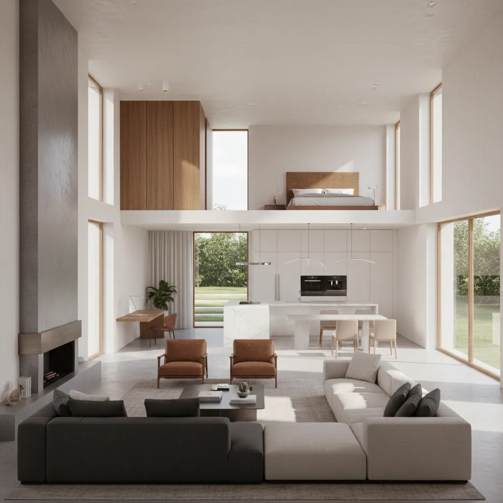 Vista 3D de una casa completa diseñada con software de interiorismo