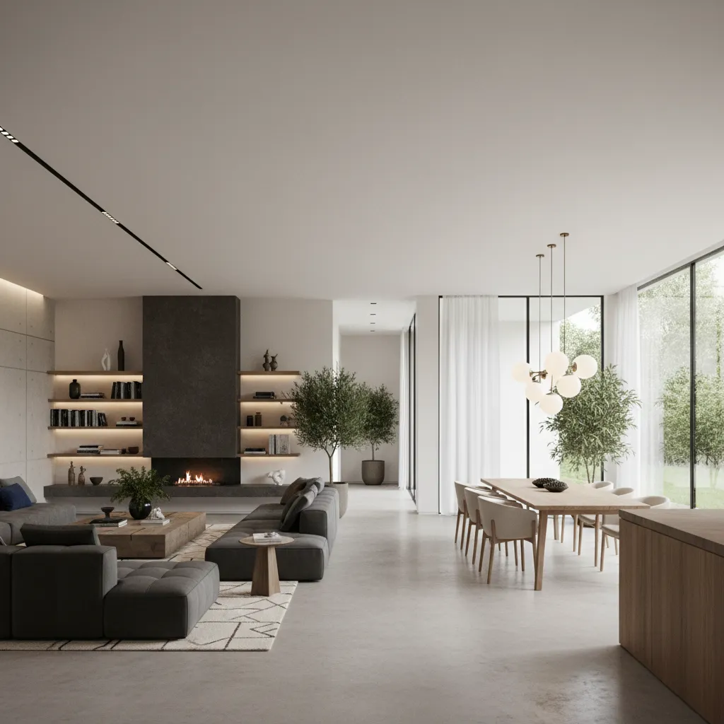 Interior moderno bien distribuido en una casa grande