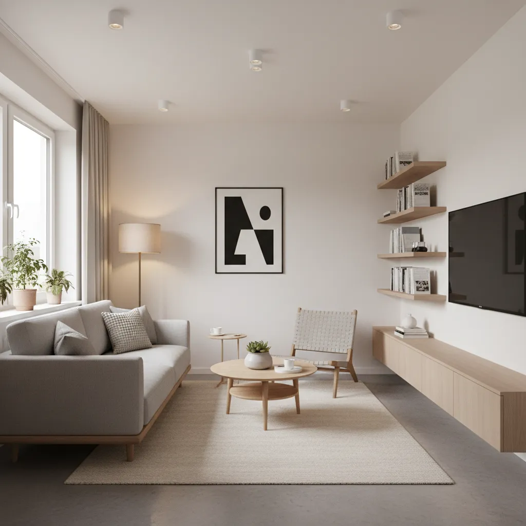 Diseño interior moderno y funcional para casa pequeña