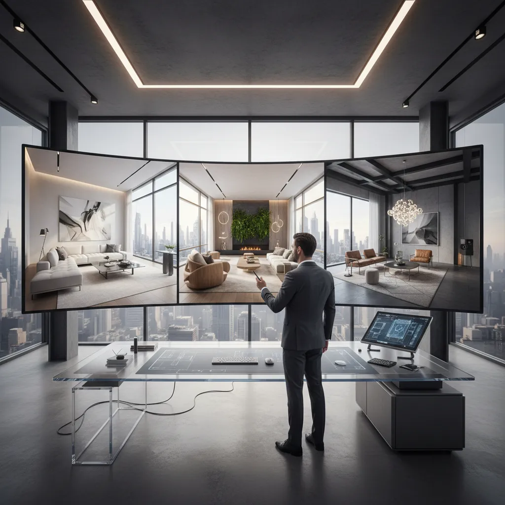 Simulación digital de diseño interior generado con herramientas inteligentes