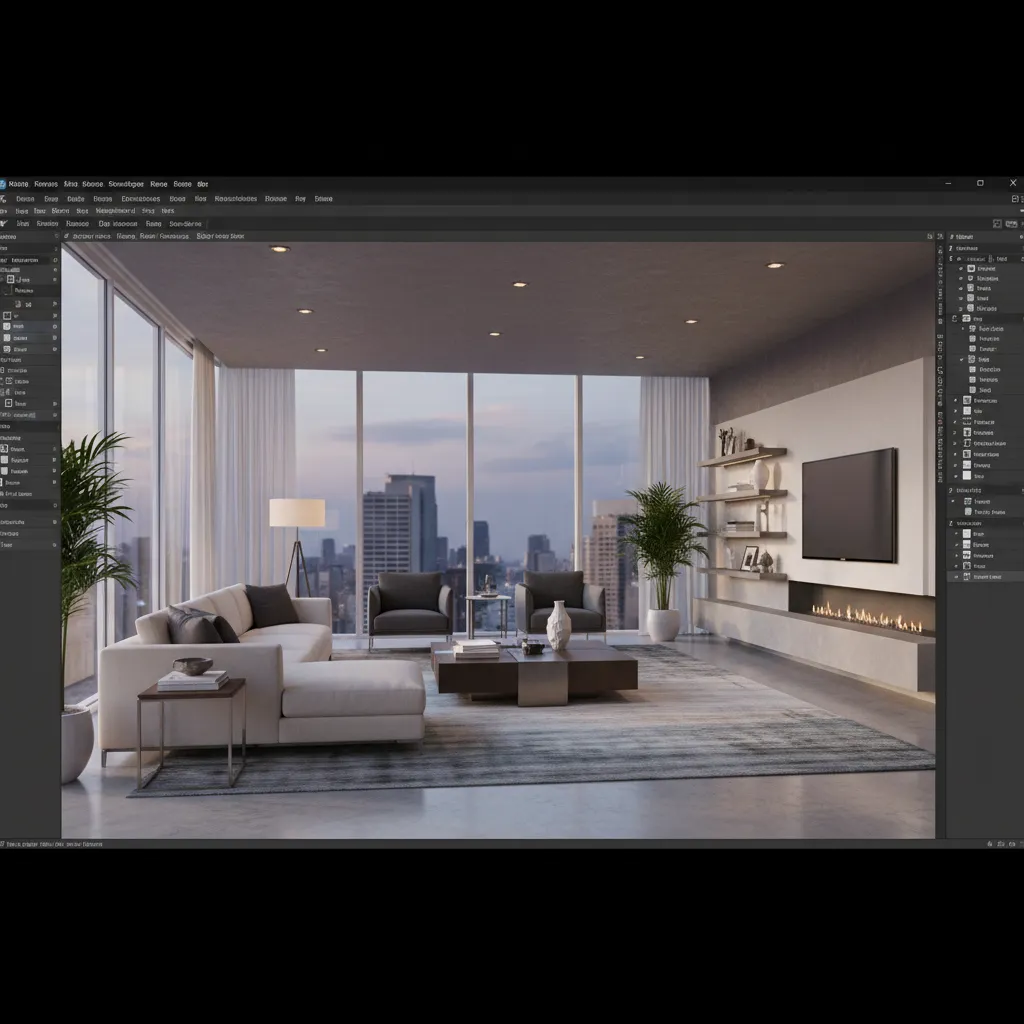 Visualización 3D de un diseño de interior antes de la reforma