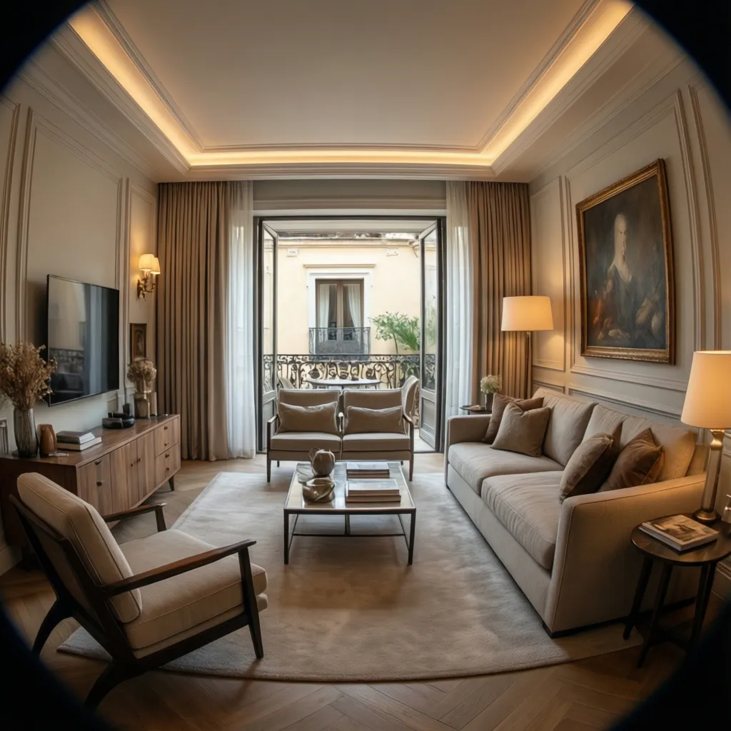 Interior residencial elegante diseñado por interioristas españoles