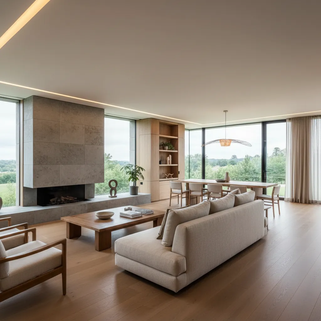 Interior residencial contemporáneo con diseño funcional