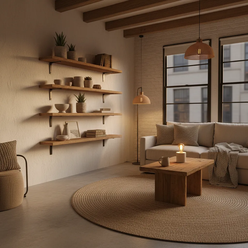 Apartamento urbano con diseño interior rústico sencillo