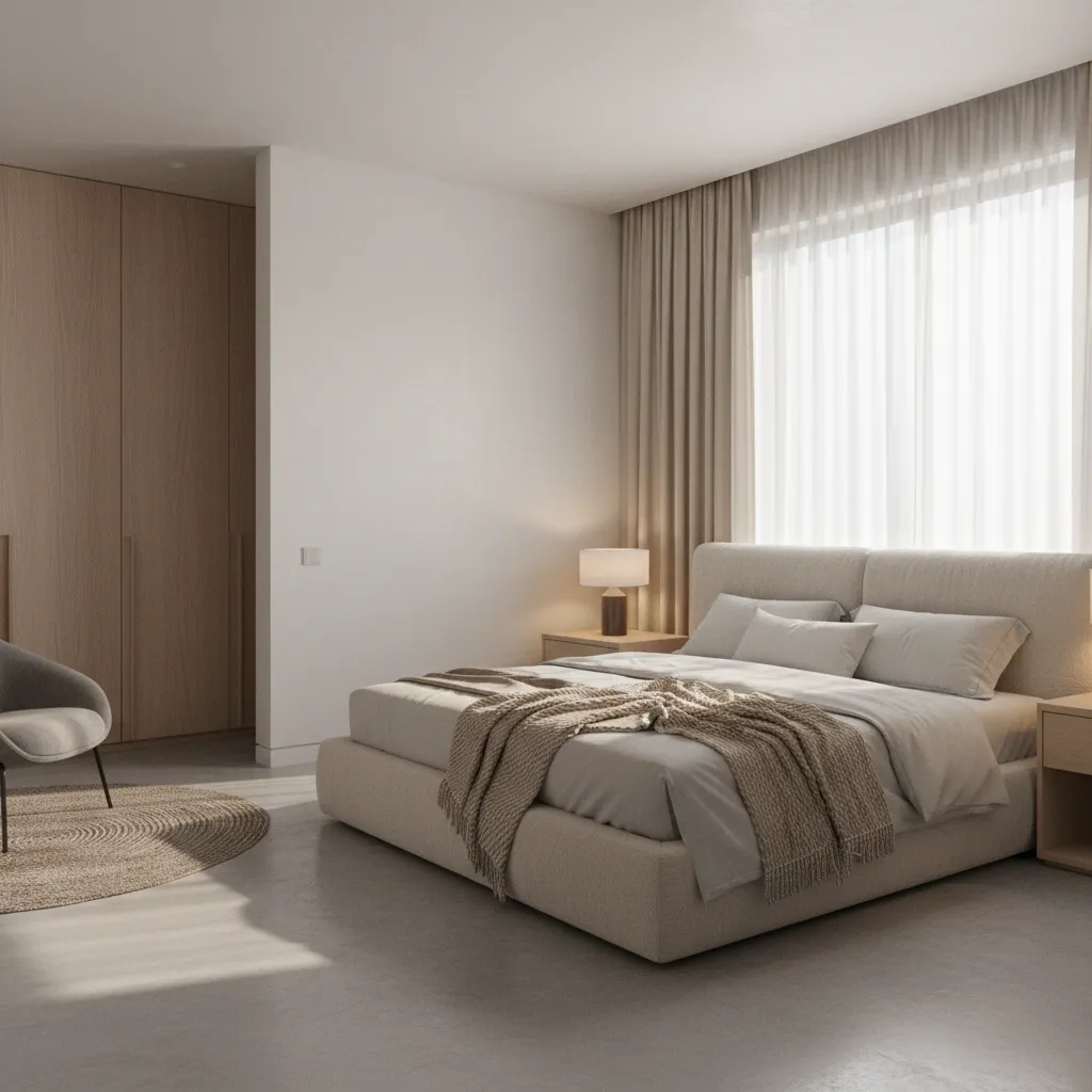 Render 3D de un dormitorio creado con una aplicación de diseño de interiores