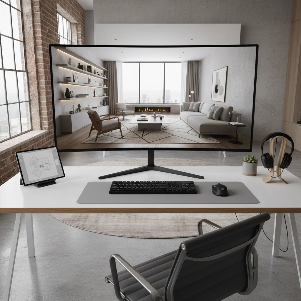 Pantalla mostrando diseño interior en modelo 3D