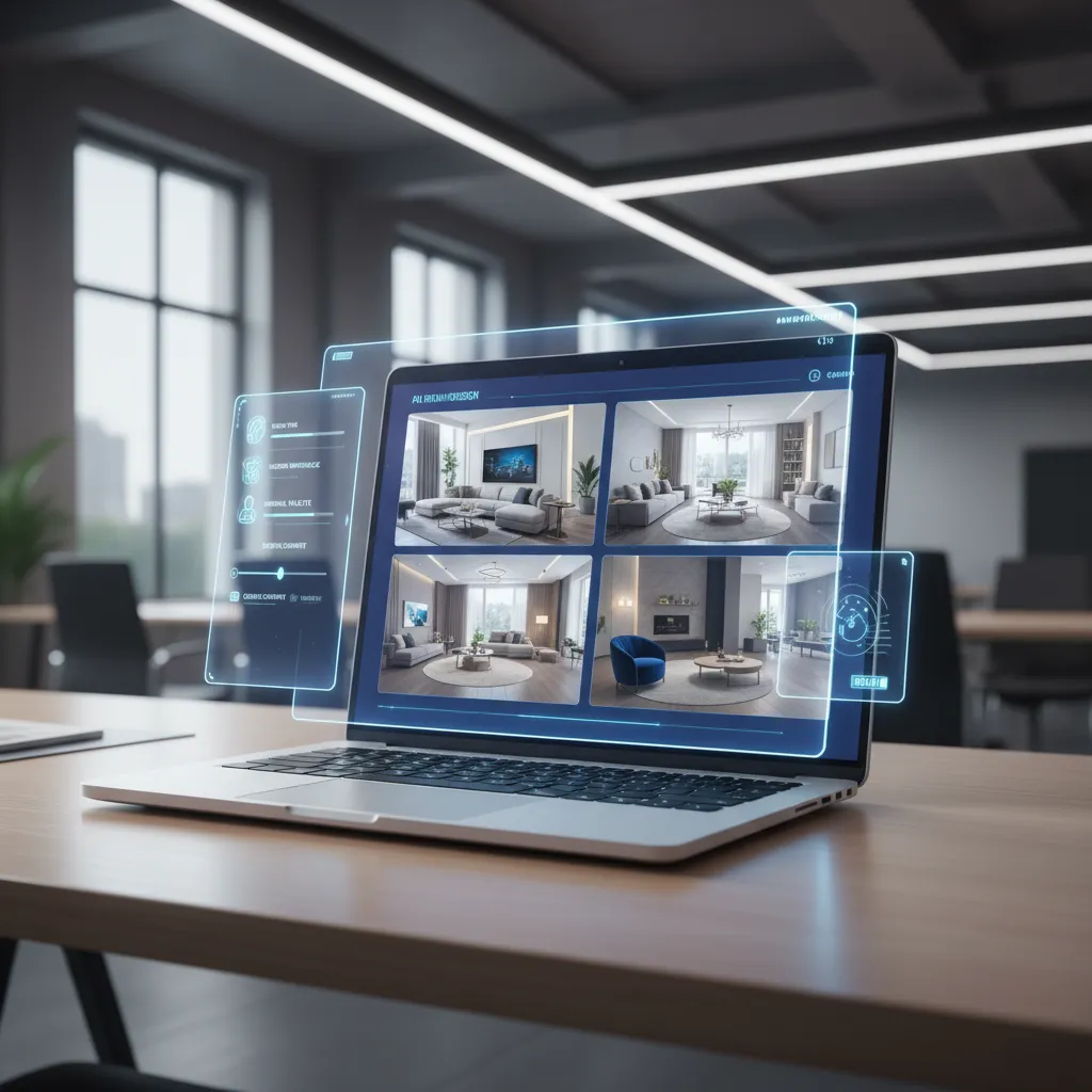 Concepto de inteligencia artificial aplicada al diseño de interiores en una app