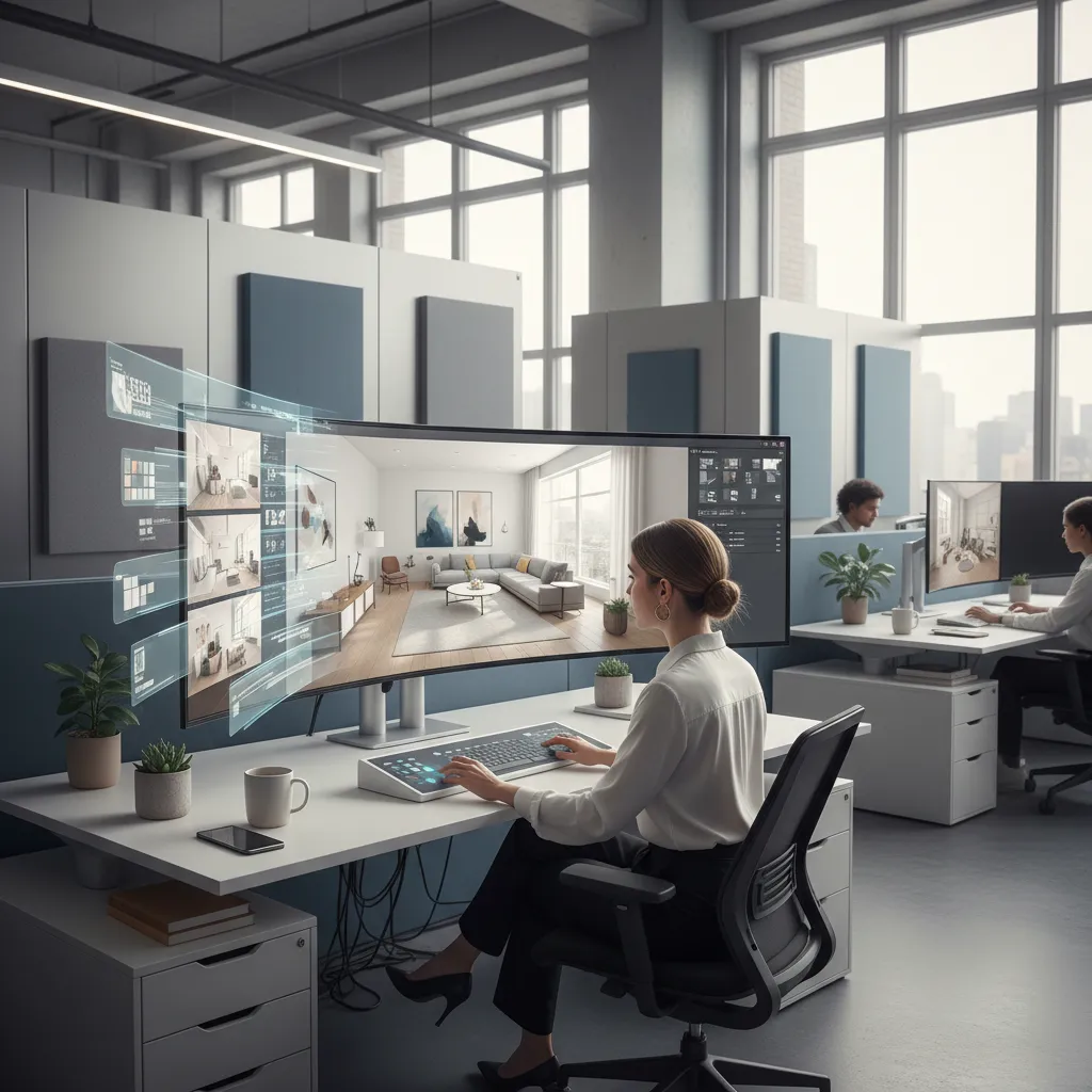 Concepto de diseño de interiores asistido por inteligencia artificial