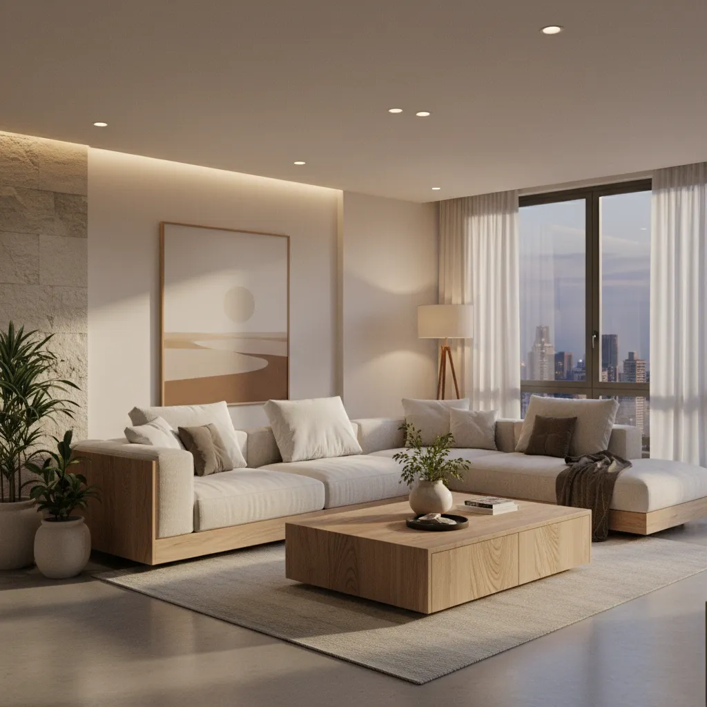 Interior moderno generado con herramientas de diseño asistidas por inteligencia artificial