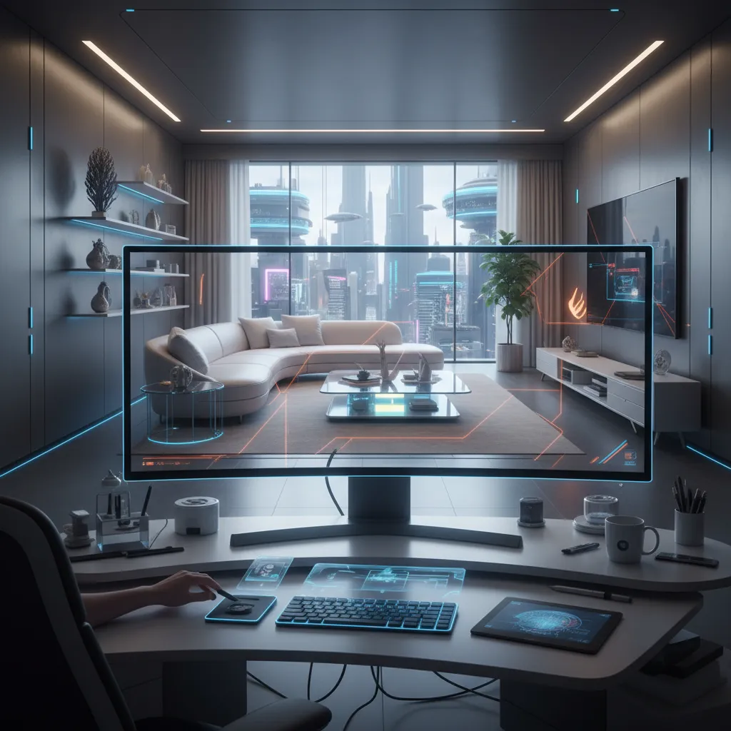 Visualización moderna de diseño de interiores generada digitalmente