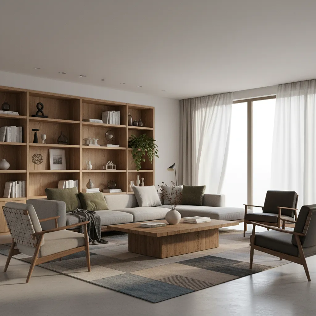 Render realista de un salón diseñado digitalmente