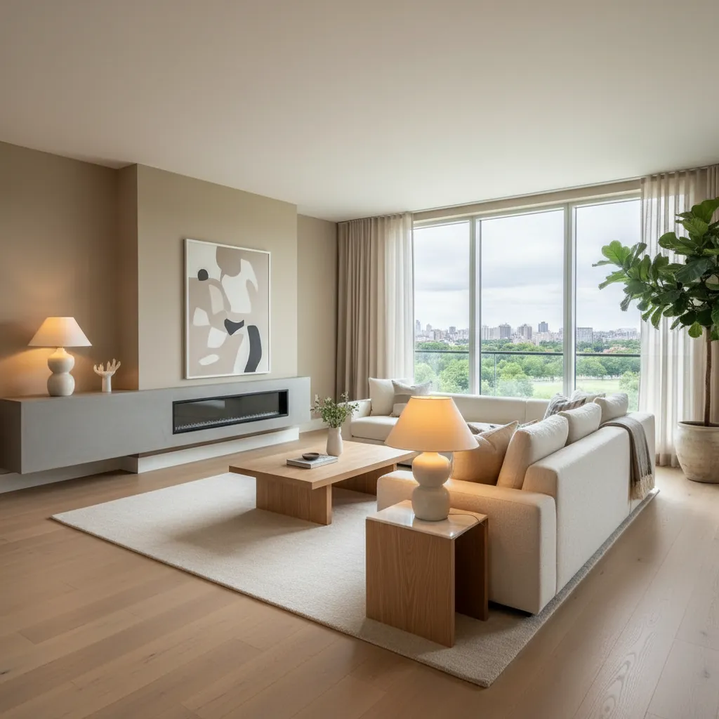Salón moderno diseñado con mobiliario contemporáneo y buena iluminación