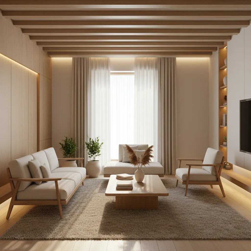 Salón moderno bien distribuido con iluminación natural