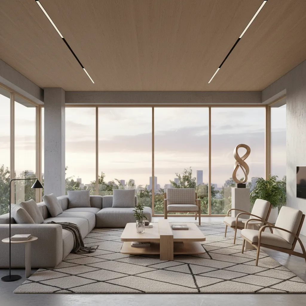 Simulación digital de interior de casa moderna