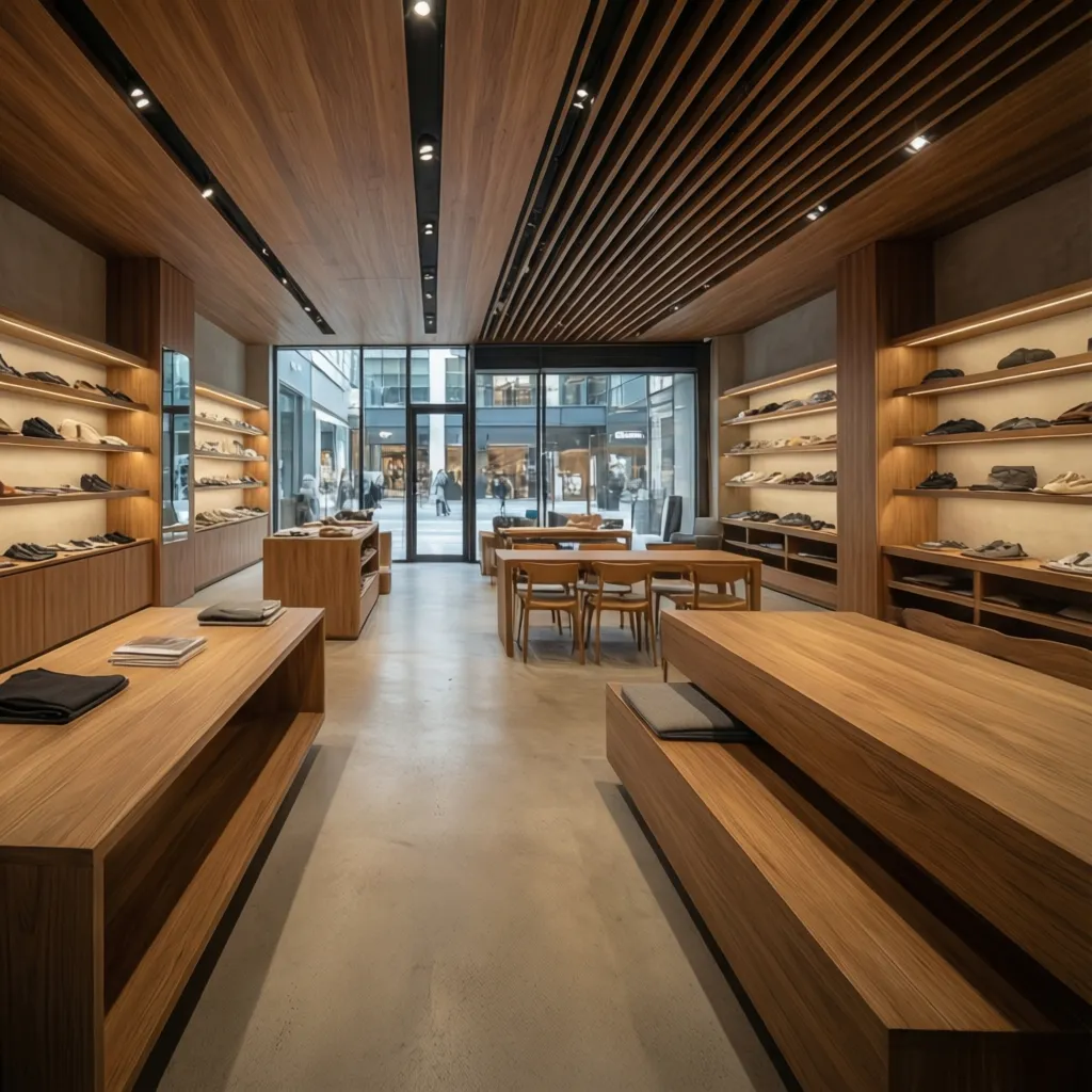 Diseño interior moderno de un pequeño local comercial