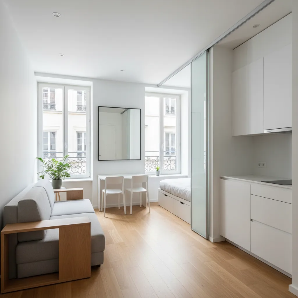 Apartamento pequeño optimizado con diseño interior funcional